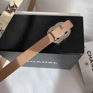 CHANEL | Accessories | Chanel Python Cream Brown Snake  display picture 2